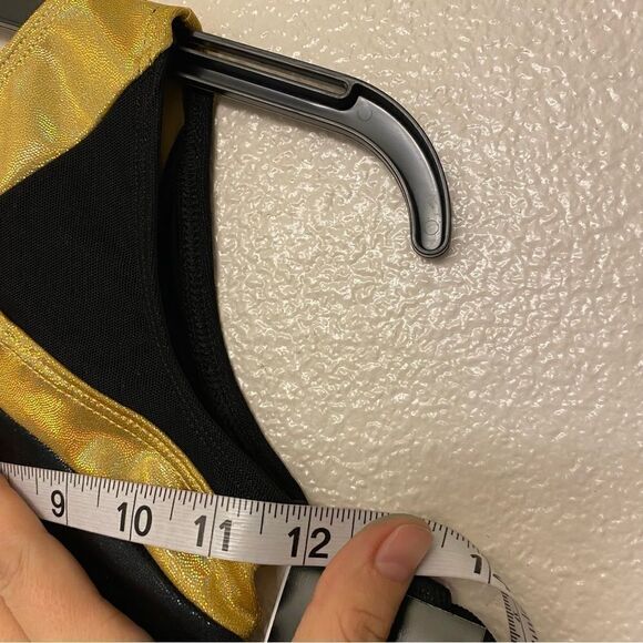 GK Elite gymnastics leotard black gold custom practice v neck omega child CM - Picture 4 of 8